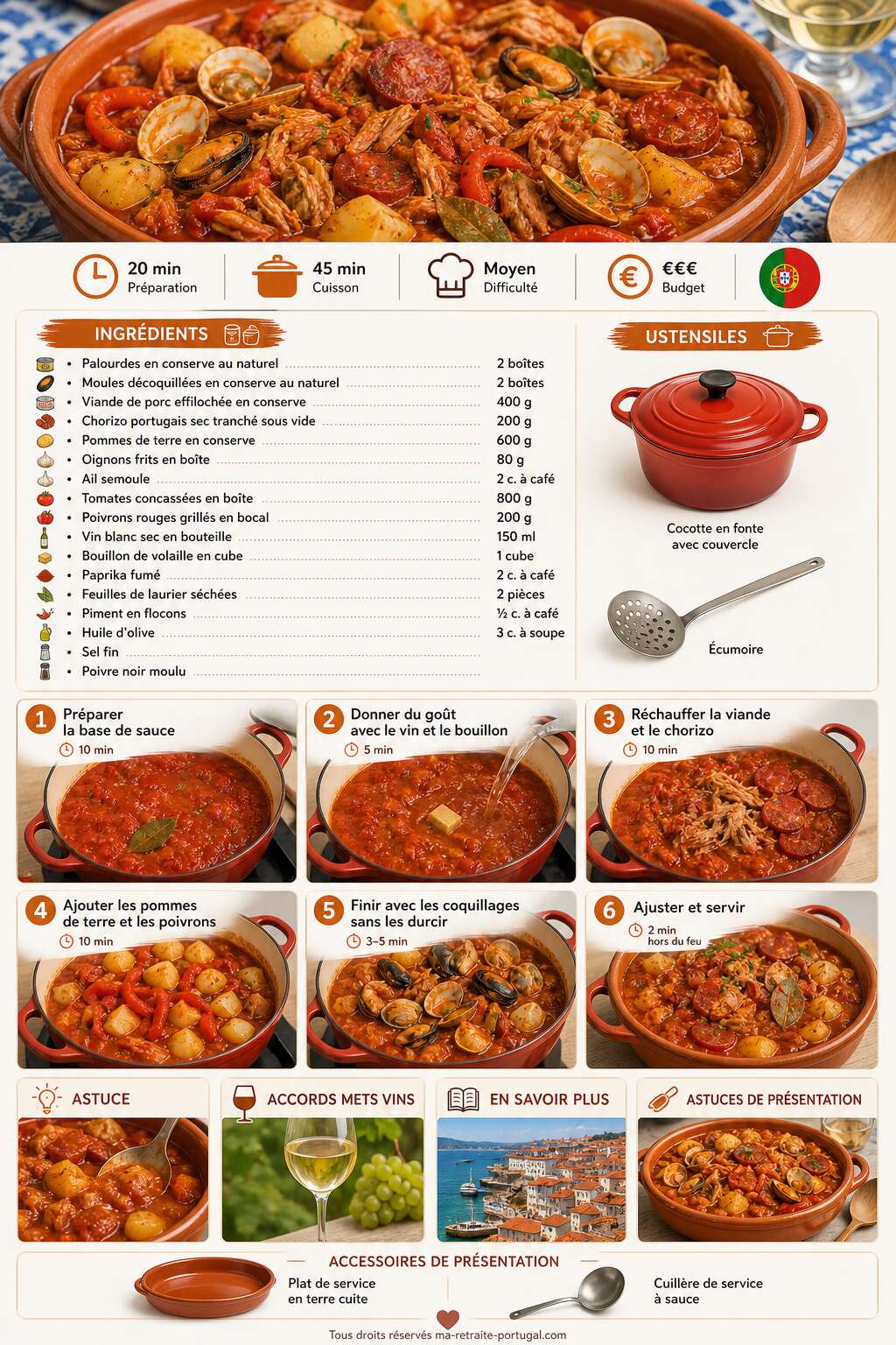 Fiche recette Recette portugaise : savourez la viande et les coquillages comme au Portugal Fiche recette Recette portugaise : savourez la viande et les coquillages comme au Portugal