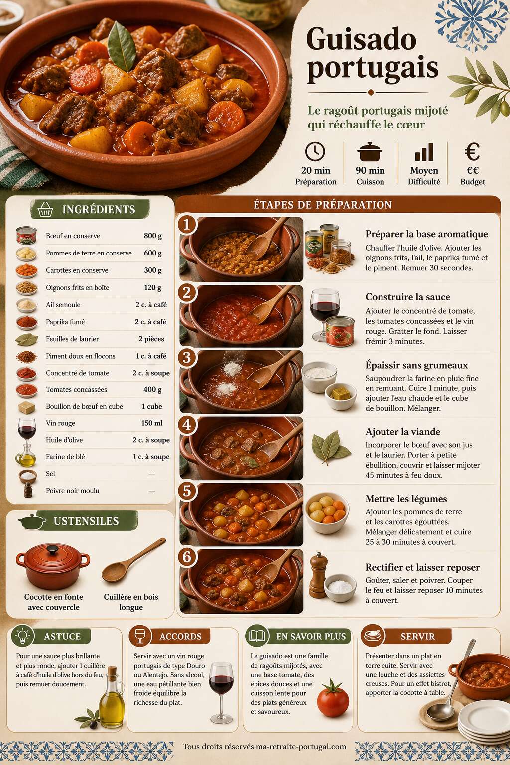 Fiche recette Découvrez la recette authentique du guisado portugais Fiche recette Découvrez la recette authentique du guisado portugais