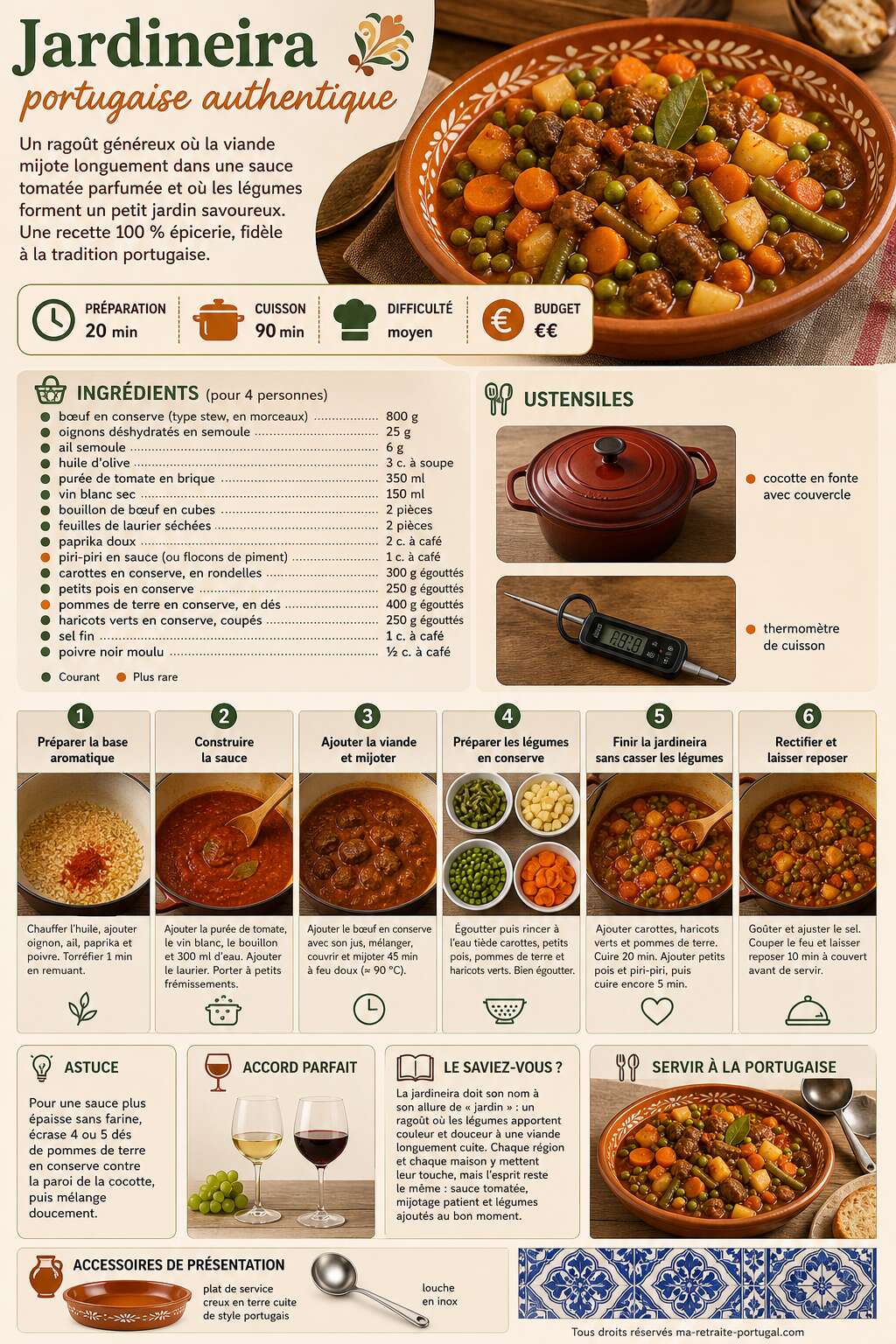 Fiche recette Découvrez la recette portugaise jardineira authéntique et savoureuse Fiche recette Découvrez la recette portugaise jardineira authéntique et savoureuse