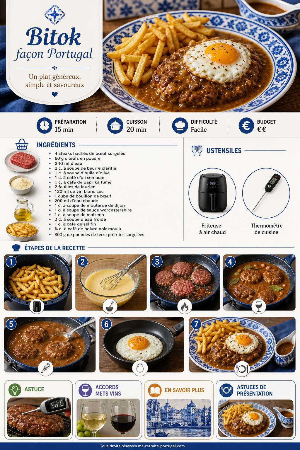 Fiche recette Recette du bitok façon Portugal : guide complet pour un repas savoureux Fiche recette Recette du bitok façon Portugal : guide complet pour un repas savoureux
