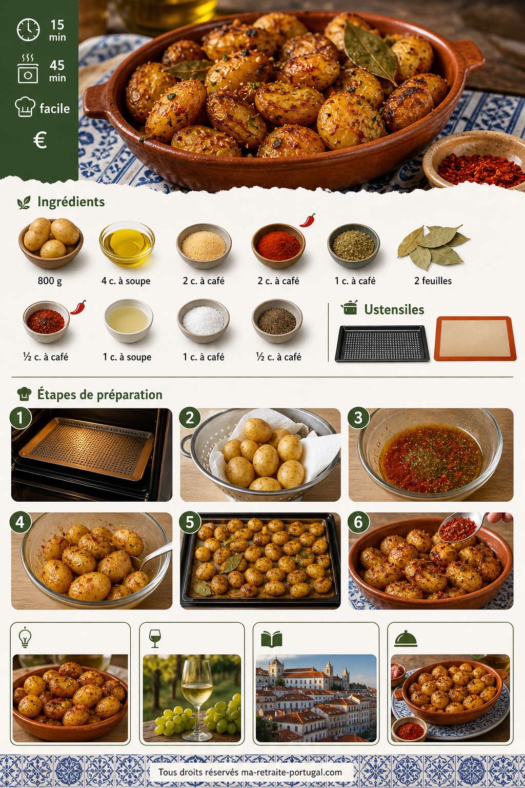 Fiche recette Recette portugaise de pommes de terre : découvrez le secret d'un plat savoureux Fiche recette Recette portugaise de pommes de terre : découvrez le secret d'un plat savoureux
