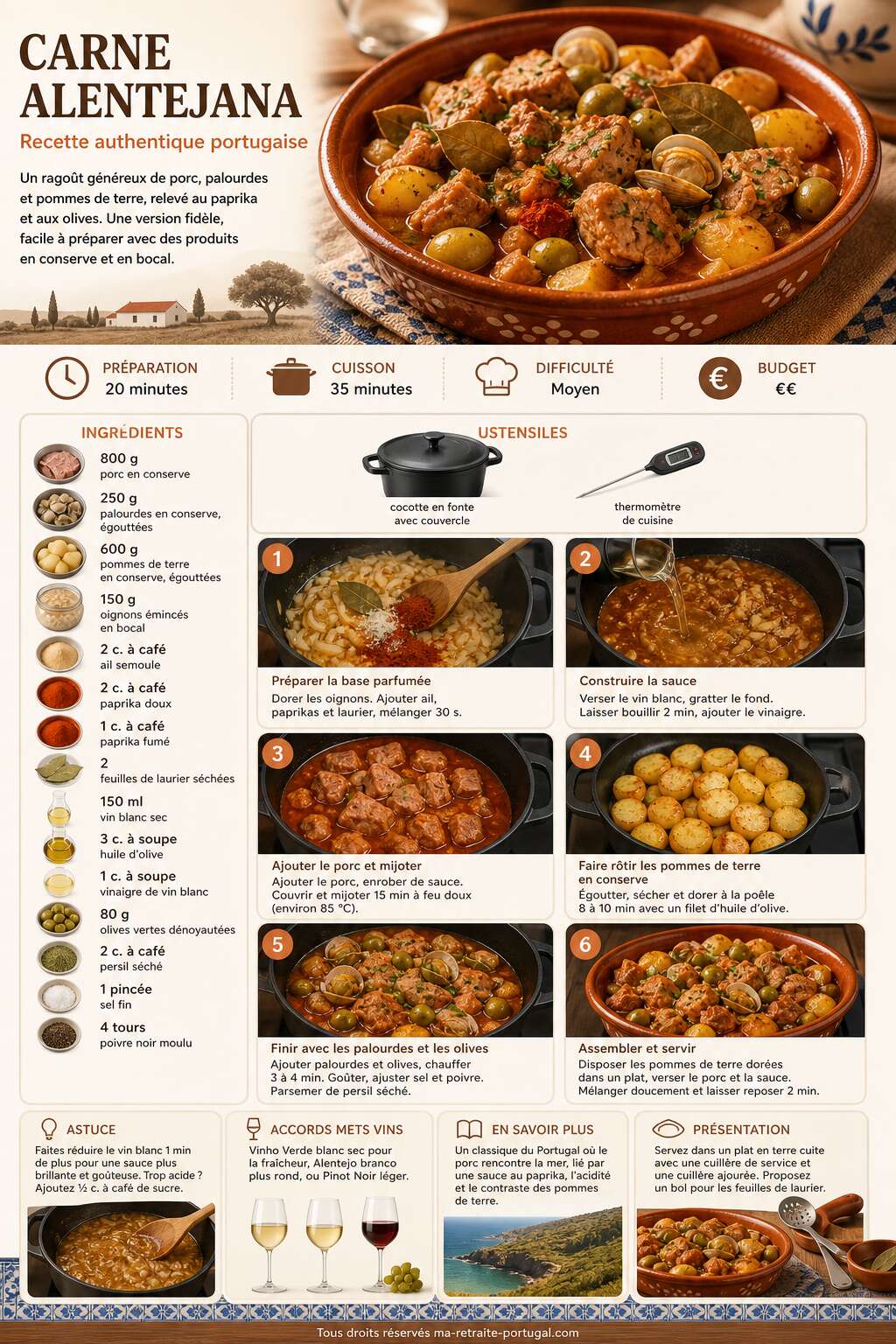 Fiche recette Découvrez la recette authentique de carne alentejana portugaise Fiche recette Découvrez la recette authentique de carne alentejana portugaise