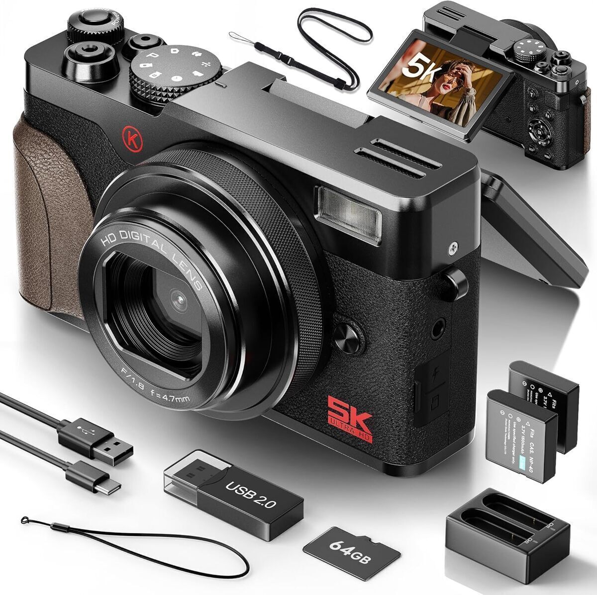 Test : appareil photo numérique NBD 5K 64MP design rétro