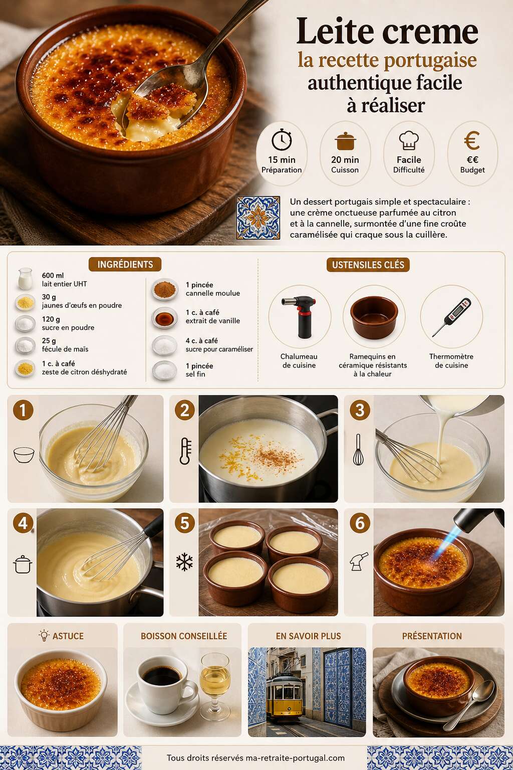 Fiche recette Leite creme : la recette portugaise authentique facile à réaliser Fiche recette Leite creme : la recette portugaise authentique facile à réaliser
