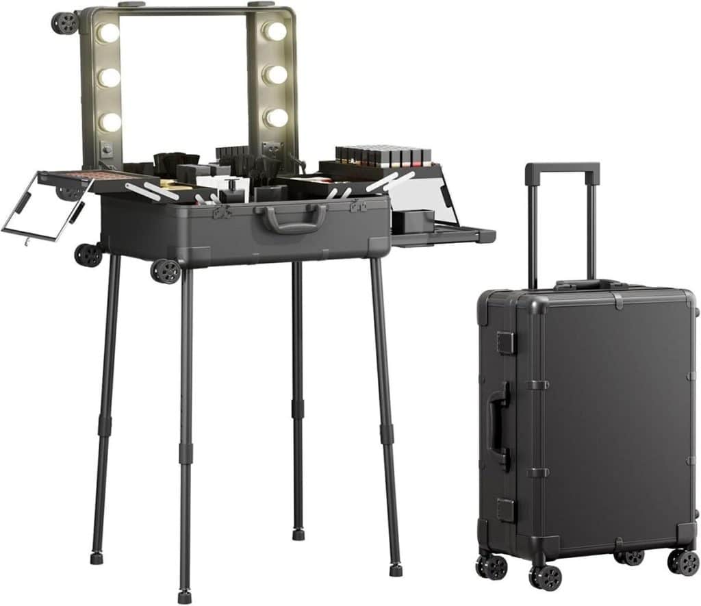 Test : valise maquillage aluminium avec miroir et roulettes