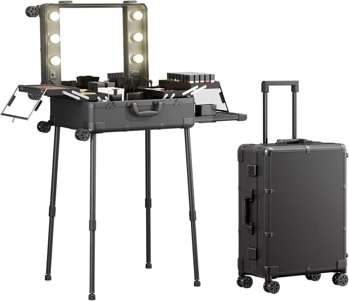 Test : valise maquillage aluminium avec miroir et roulettes