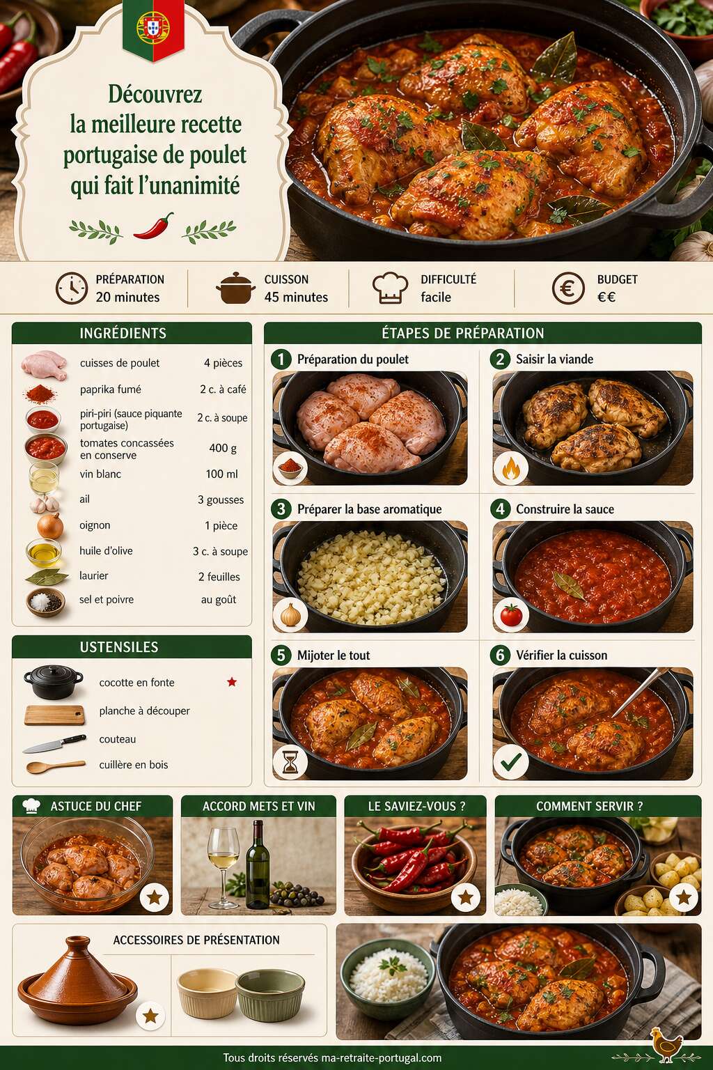 Fiche recette Découvrez la meilleure recette portugaise de poulet qui fait l'unanimité Fiche recette Découvrez la meilleure recette portugaise de poulet qui fait l'unanimité