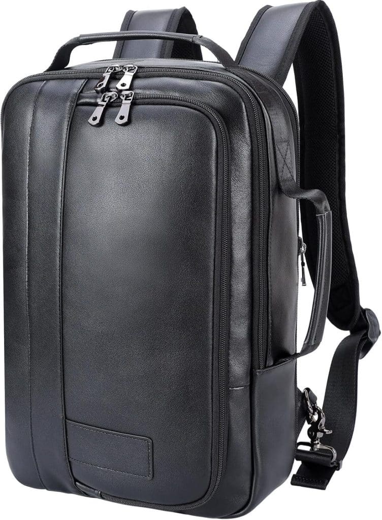 Test : tIDING sac à dos cuir homme 15, 6 pouces convertible anti-vol