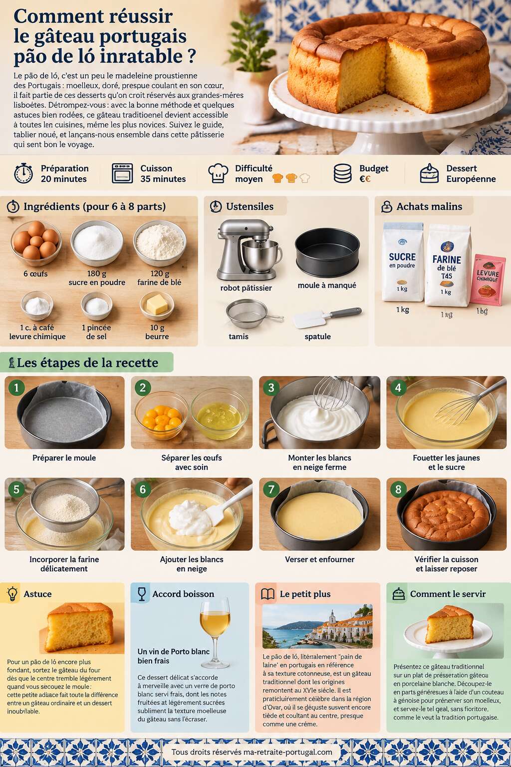 Fiche recette Comment réussir le gâteau portugais pão de ló inratable ? Fiche recette Comment réussir le gâteau portugais pão de ló inratable ?