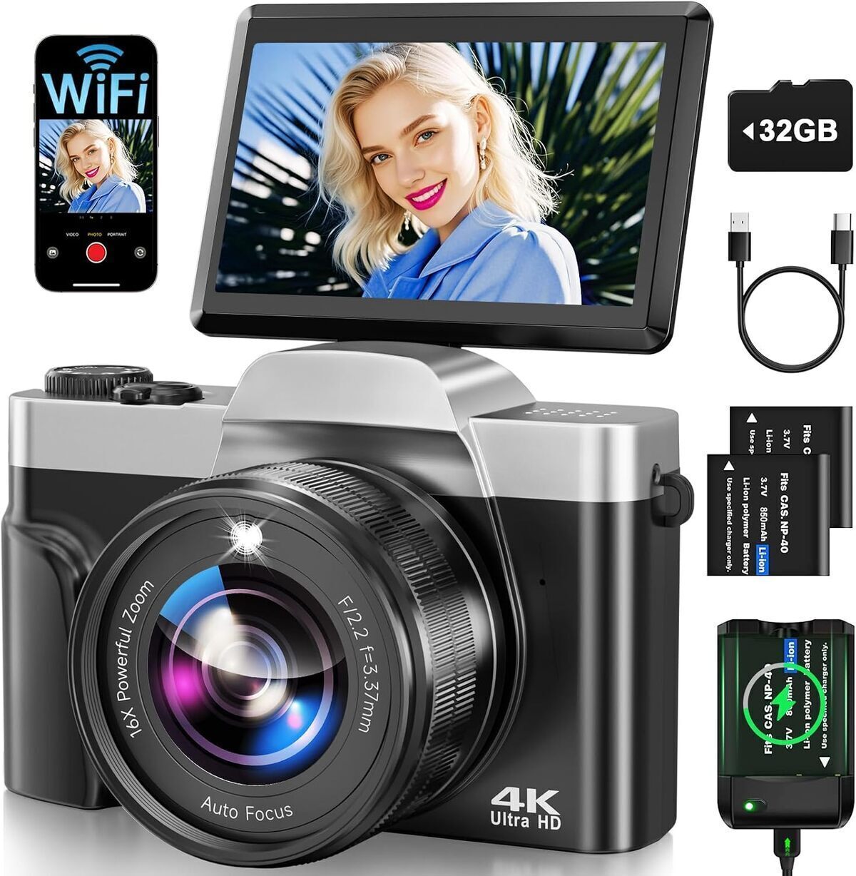 Test : appareil photo 4K WiFi 64MP pour vlog et débutants