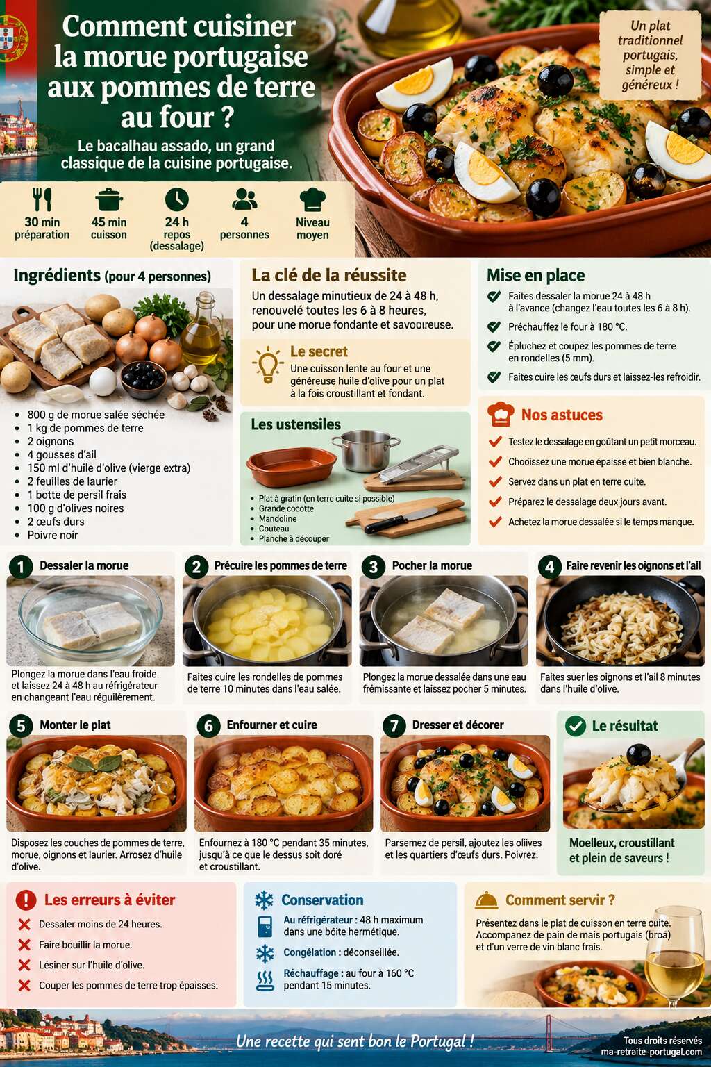 Fiche recette Comment cuisiner la morue portugaise aux pommes de terre au four ? Fiche recette Comment cuisiner la morue portugaise aux pommes de terre au four ?